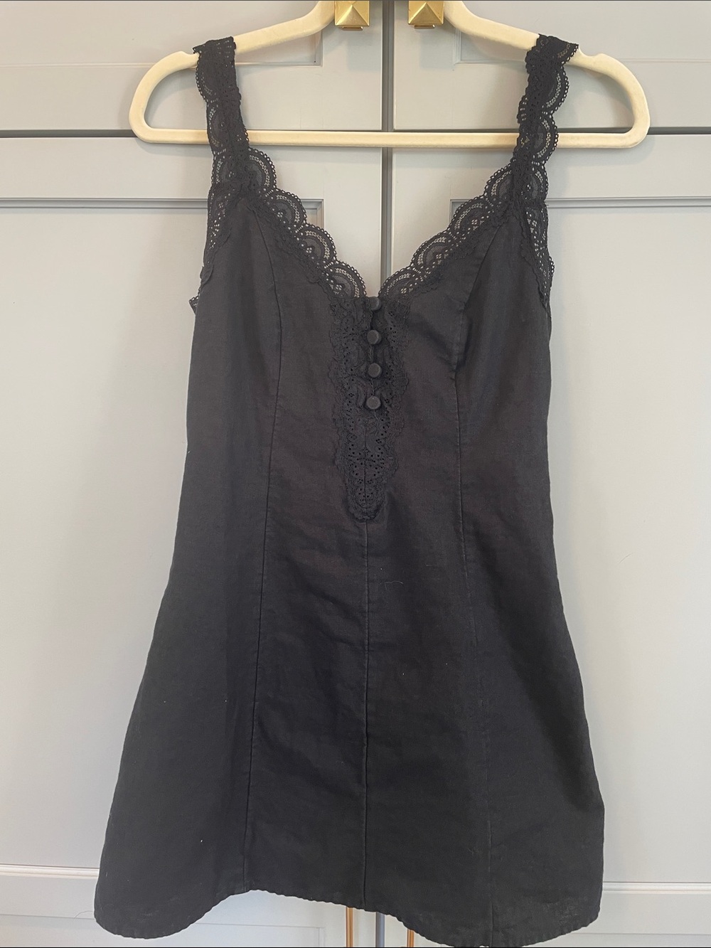 Abercrombie and Fitch Black Lace-Trim Mini Dress -